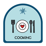 Plate with heart at the center with fork, knife, and spoon on the sides.