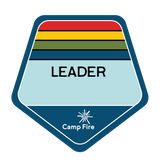 Four rainbow stripes stretching straight across the top of the emblem.
