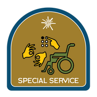  ASL Symbol, Braille reading, and wheelchair.