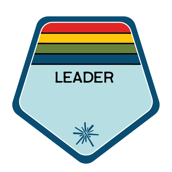 Four rainbow stripes stretching straight across the top of the emblem.