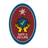 Check mark inside security shield with two hands holding it up.