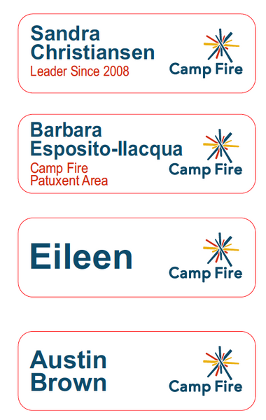Camp Fire Staff/Volunteer Name Tag